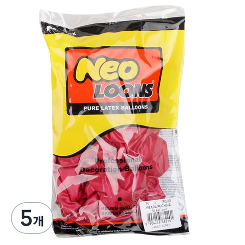 네오텍스 30 cm 라운드풍선 50p, 펄 푸치샤, 5개