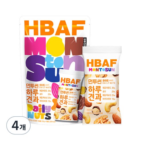 HBAF 먼투썬 하루견과 화이트 10p, 200g, 4개