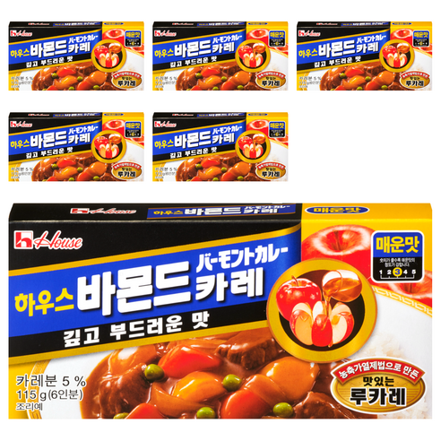 하우스식품주식회사 바몬드 분말카레 매운맛, 115g, 6개