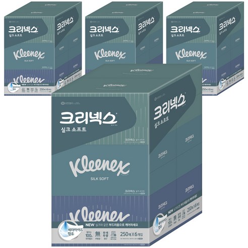 크리넥스 실크소프트 미용티슈 천연펄프 2겹 250매, 24개