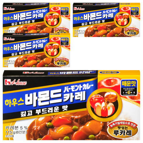 하우스식품주식회사 바몬드 분말카레 매운맛, 115g, 4개