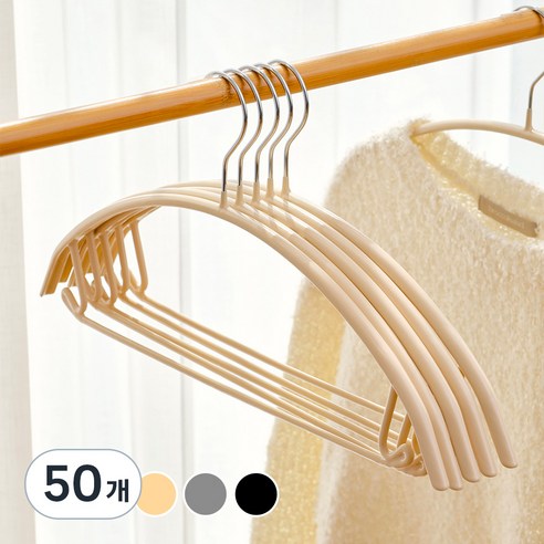 살림의기술 어깨뿔방지 논슬립 스틸 옷걸이, 그레이, 50개