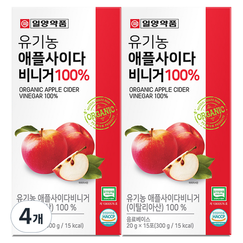 일양약품 유기농 애플사이다 비니거 100% 15p, 300g, 4개