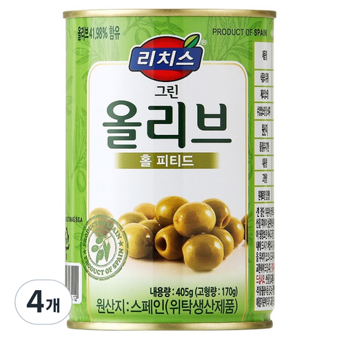 리치스 그린올리브 홀 피티드, 4개, 405g
