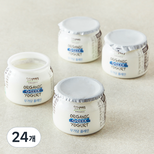 상하목장 유기농 그릭요거트 무가당 플레인, 80g, 1개입, 24개