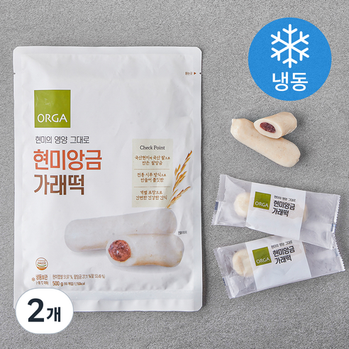 ORGA 현미 앙금 가래떡 (냉동), 500g, 2개