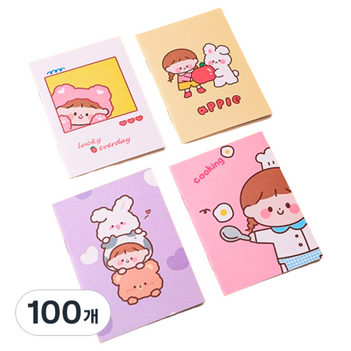 마켓감성 캐릭터 미니 연습장, 랜덤발송(걸스시리즈), 100개