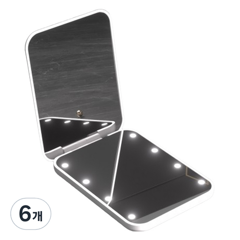 아이돈케어 8패널 LED 메이크업 거울 휴대용, 화이트, 6개