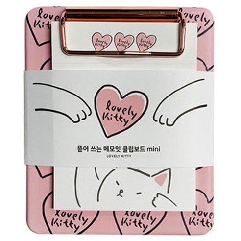 랑캣몰 부리 뜯어쓰는 메모잇 75 x 95 mm + 미니 클립보드 100 x 120 mm, 러블리키티, 1세트