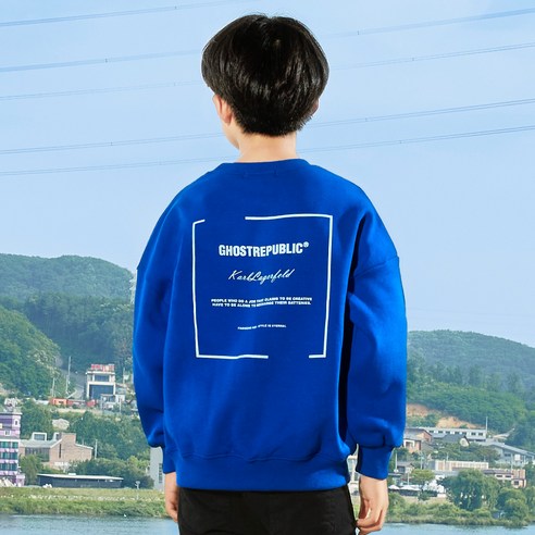 고스트리퍼블릭 아동용 심플 레터링 포인트 오버핏 주니어 맨투맨 티셔츠 JMT-J194