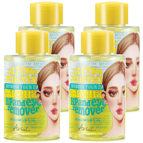 아리얼 스트레스 릴리빙 미셀라 립 앤 아이 리무버, 100ml, 4개