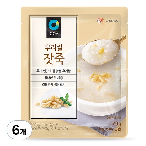 청정원 우리쌀 잣죽, 60g, 6개
