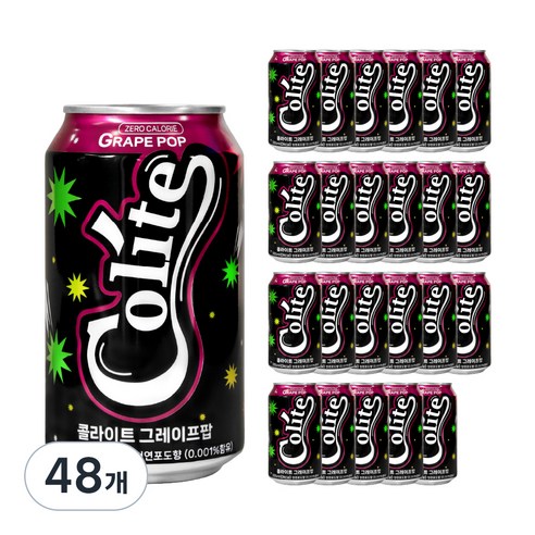 콜라이트 그레이프팝 제로콜라, 355ml, 48개