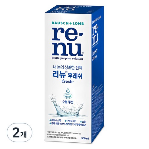 리뉴 후레쉬 렌즈 세정액, 500ml, 2개