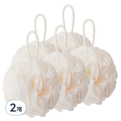 페르노엘 촘촘하고 부드러운 걸이형 버블 샤워볼 세트, 아이보리, 5개입, 2개