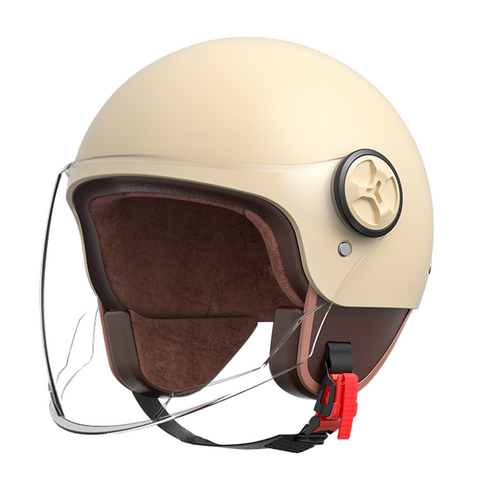 리버폭스 클래식 빈티지 운동용 반모 헬멧, 모카 옐로우