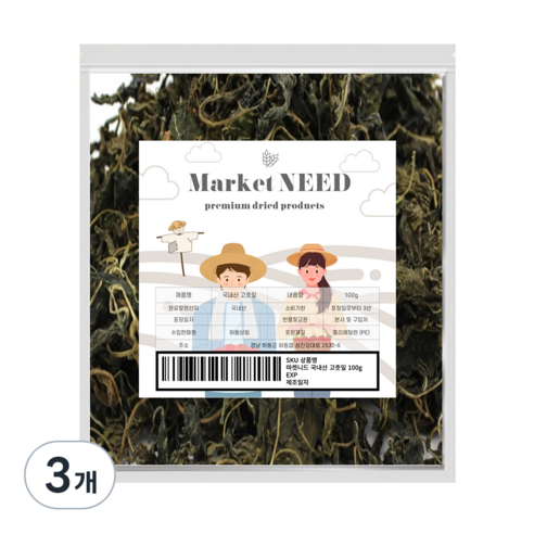 마켓니드 고춧잎, 100g, 3개