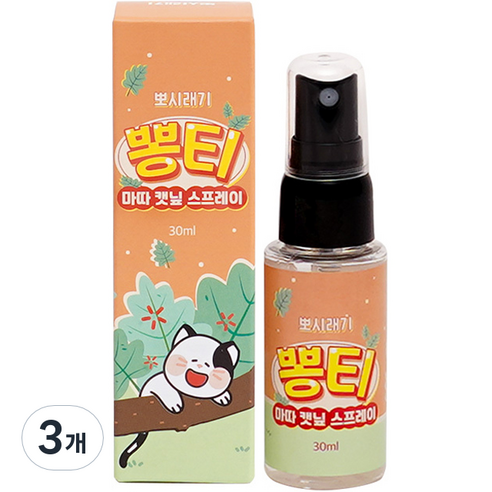 뽀시래기 고양이 뽕티 스프레이, 마따 캣닢, 30ml, 3개
