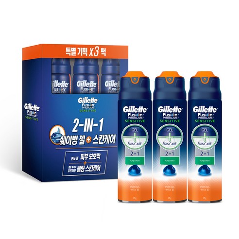 민감한 피부를 위한 부드럽고 깔끔한 면도, 질레트 센서티브 2 in 1 퓨어스포츠 쉐이빙 젤로 경험하세요!
