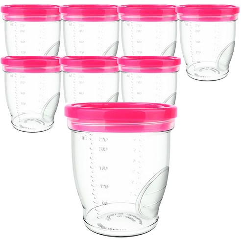 베베락 밀폐형 이유식 용기 240ml, 핑크, 8개입