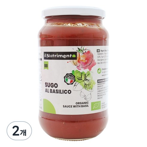 일뉴트리멘토 유기농 수고 알 바실리코 소스, 550g, 2개