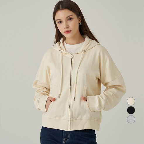 Elle Girl 세미크롭 데일리 집업 후드