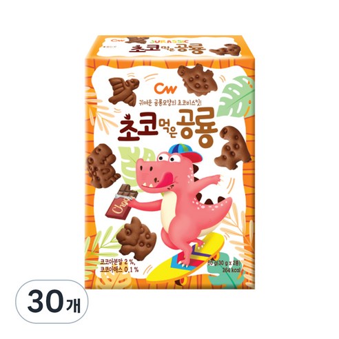 청우식품 초코먹은공룡 비스킷, 60g, 30개