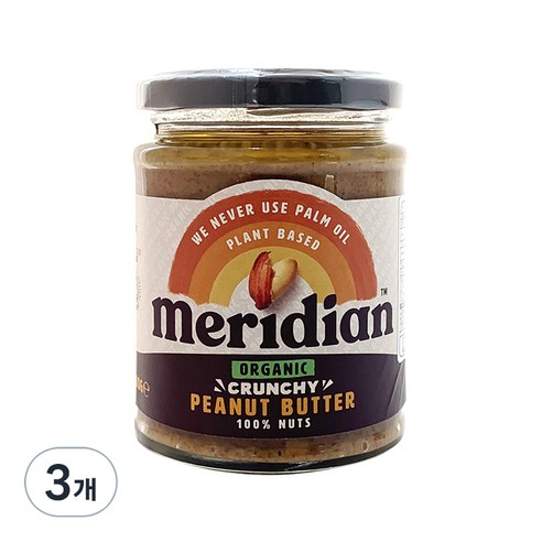 메리디안 유기농 크런치 땅콩버터, 280g, 3개