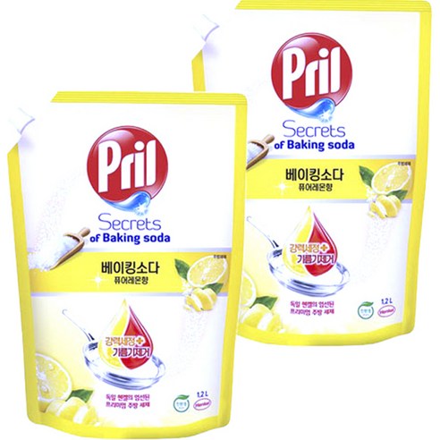 프릴 시크릿 오브 베이킹소다 퓨어레몬, 1.2L, 2개