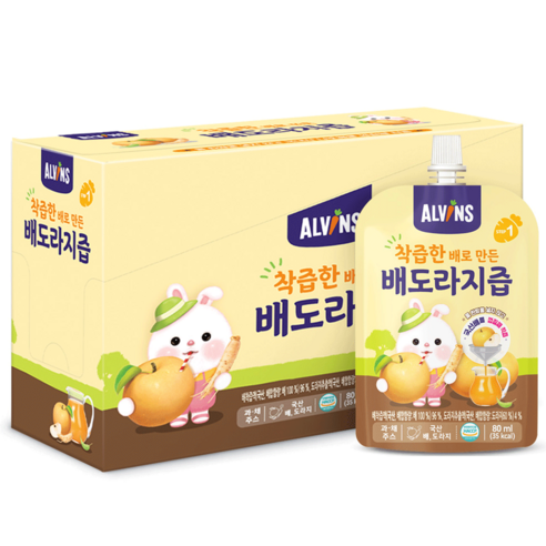 엘빈즈 착츱한 배로 만든 배도라지즙 80ml, 혼합맛(배 /도라지), 20개