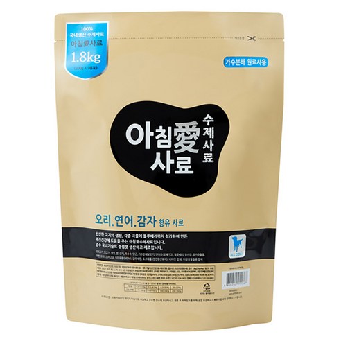 아침애사료 오리 연어 감자 수제사료, 1.8kg, 1개