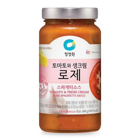 청정원 로제 스파게티소스, 600g, 1개 장/소스/드레싱/식초