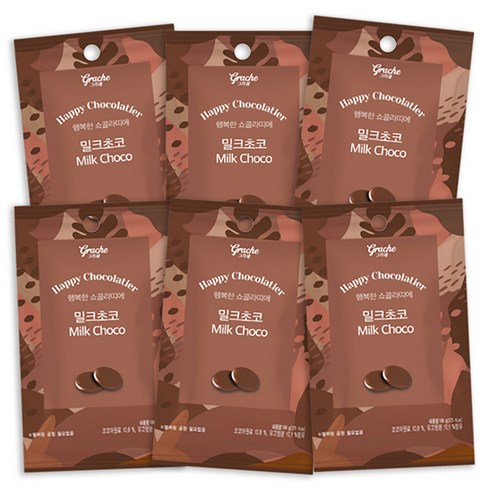 행복한 쇼콜라띠에 홈베이킹 초콜렛 밀크 100g, 6개