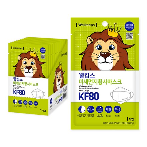  웰킵스 미세먼지황사마스크 대형 KF80, 25개입, 1개, 화이트 