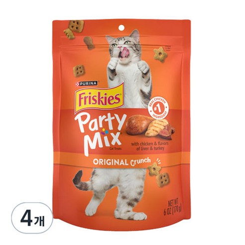 프리스키 파티믹스 멀티팩 고양이 간식 170g, 오리지날(리얼치킨 + 간 + 칠면조 혼합맛), 4개