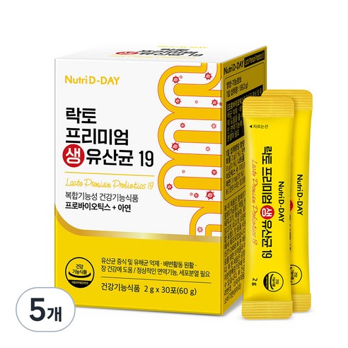 뉴트리디데이 락토 프리미엄 생유산균 19, 60g, 5개