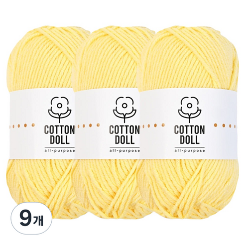 니뜨 코튼돌 뜨개실 50g, 9개, 3파스텔옐로우
