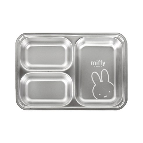 미피 스텐 3칸 깊은 나눔식판, 실버, 1개
