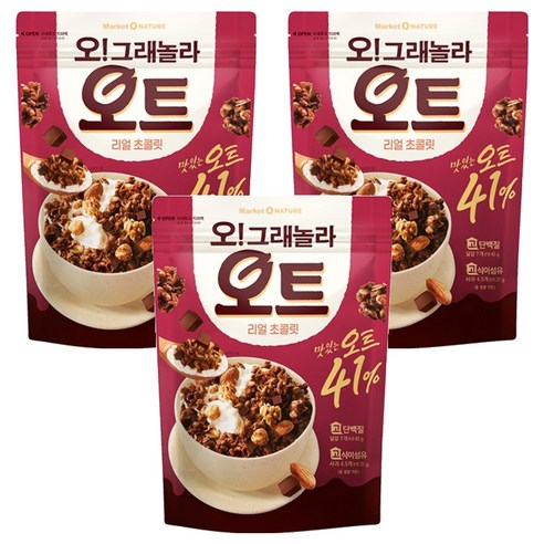 마켓오네이처 오그래놀라 오트 리얼 초콜릿 시리얼, 360g, 3개