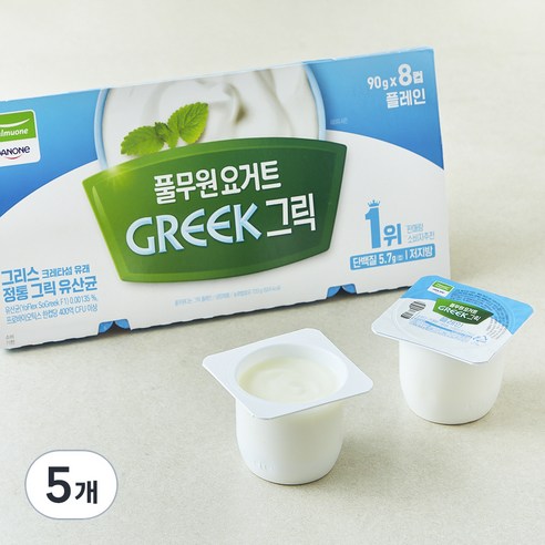 풀무원다논 그릭 플레인 요거트, 90g, 8개입, 5개
