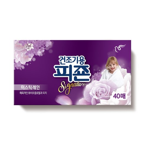 피죤 리치퍼퓸 건조기용 시트형 섬유유연제 본품 미스틱레인 40p, 1개, 40매