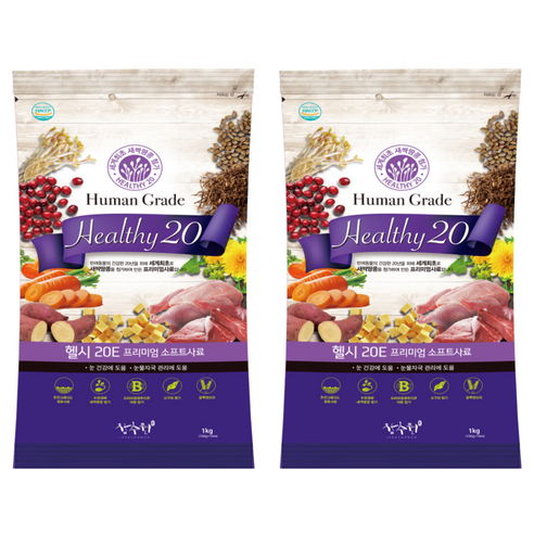 헬시20 전연령 강아지 습식 눈물 수제사료, 닭, 1kg, 2개