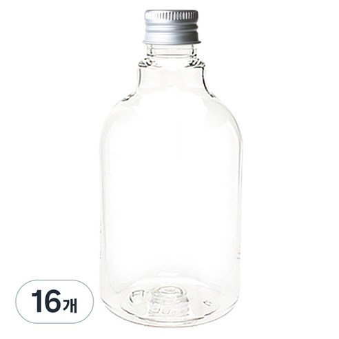 병도매닷컴 DN350 투명 음료용기 알루미늄 실버캡, 350ml, 16개