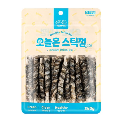예스몽 오늘은 스틱껌 강아지 간식, 1개, 240g, 대구껍질말이