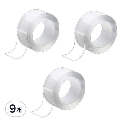 블루카이 실리콘 양면 테이프 1mm x 3cm x 3m, 9개, 투명
