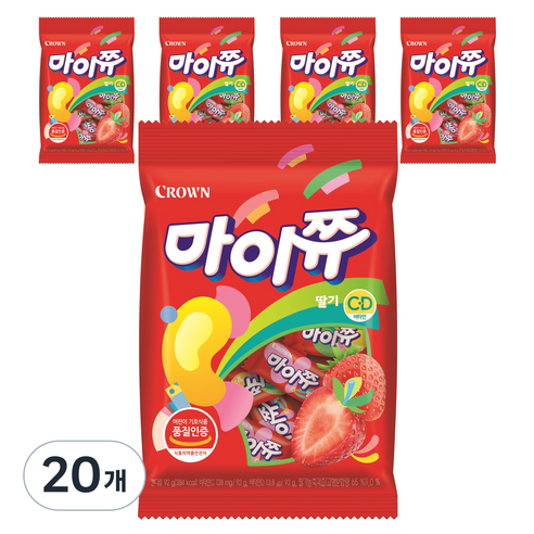 크라운 마이쮸 딸기 츄잉캔디, 92g, 20개