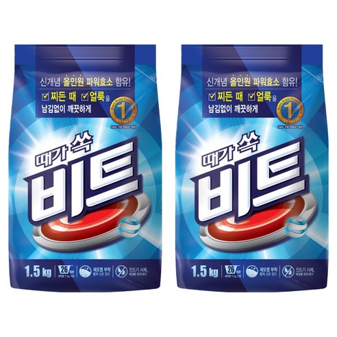비트 분말세제 일반용 리필, 1.5kg, 2개