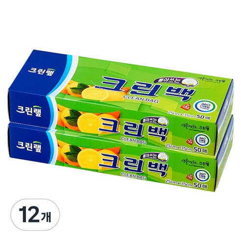 크린랲 크린백 25cm x 35cm, 중(M), 50개입, 12개