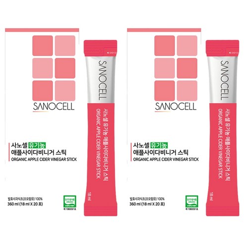 사노셀 유기농 애플사이다 비니거 스틱, 360ml, 2개