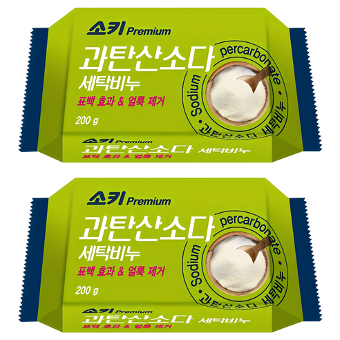 소키 무궁화 프리미엄 과탄산소다 세탁비누, 200g, 2개